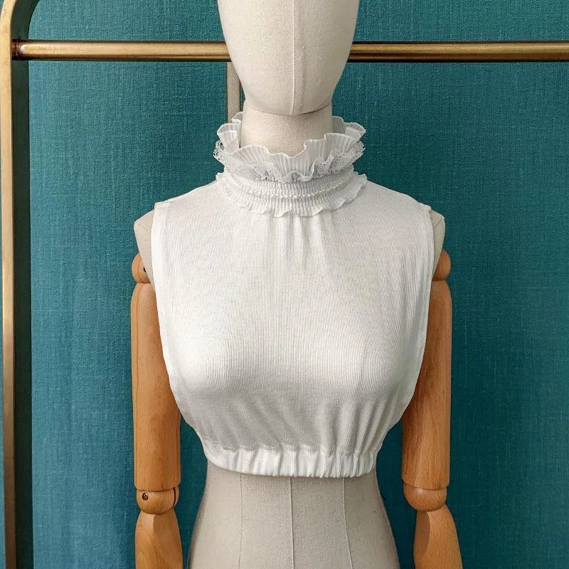 Boog banden vrouwelijke half shirt afneembare kragen voor vrouwen staan ​​effen kleur wit nep kraag blouse trui false