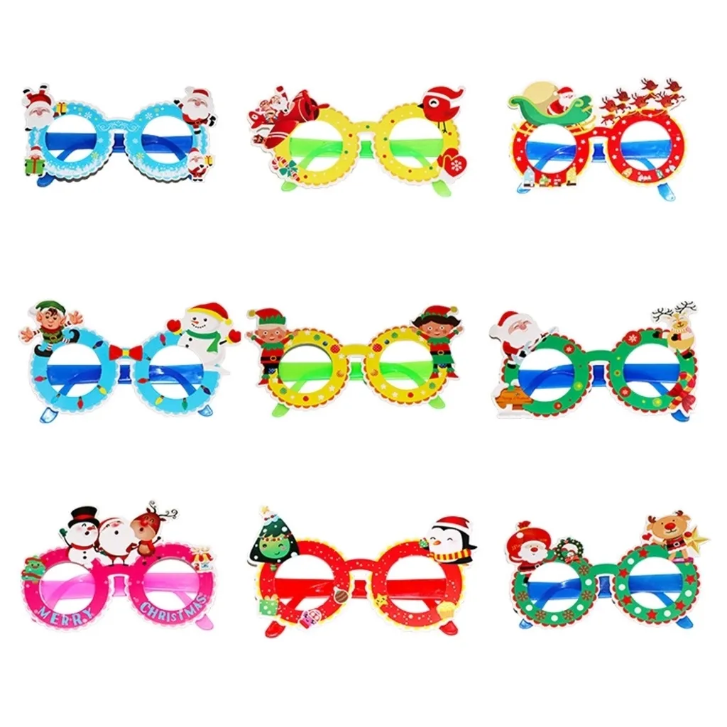 TikTok Enfants lunettes de Noël mignon dessin animé cadre en verre cosplay masque pour les yeux accessoires déguisements costumes de bal fée bonhomme de neige élan verre atmosphère de fête habiller G01BZDX