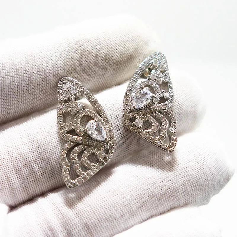 Stud Luxury Multicolor Butterfly Earrings For Women Wedding Cubic Zirconia Dubai Bridal Earring Jewelry Accessories 2021