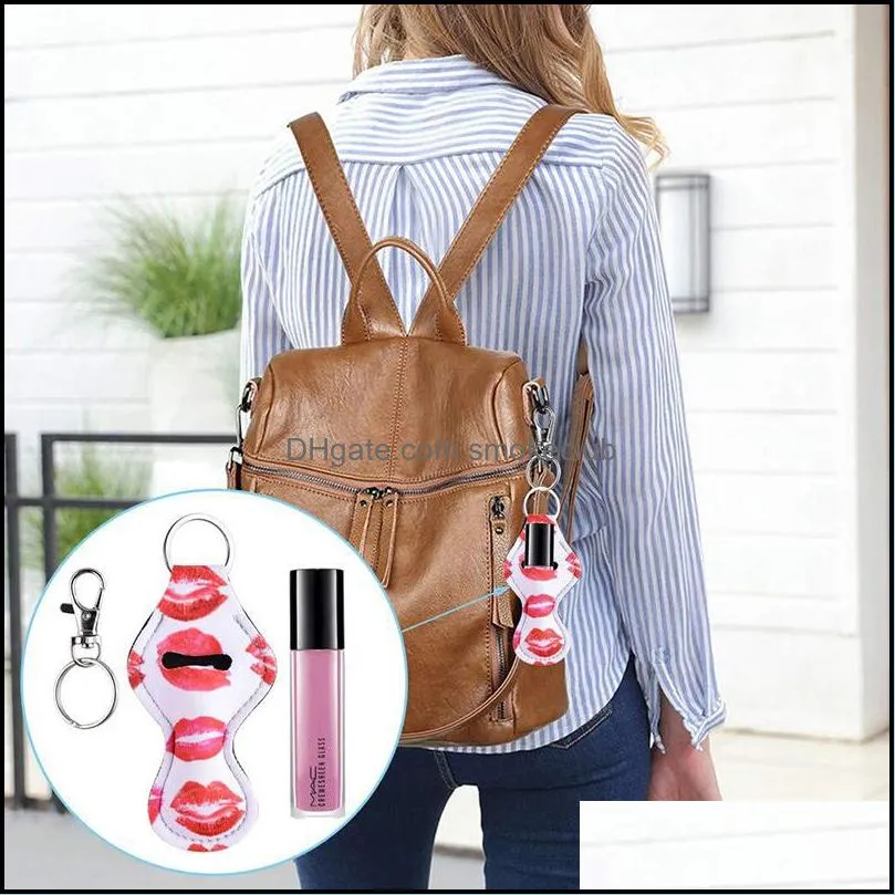 Various Pattern Printing Chapstick Holder Keychain Girl Lipstick Keychain Holder For Party Favors Valentines Gifts Free DHL