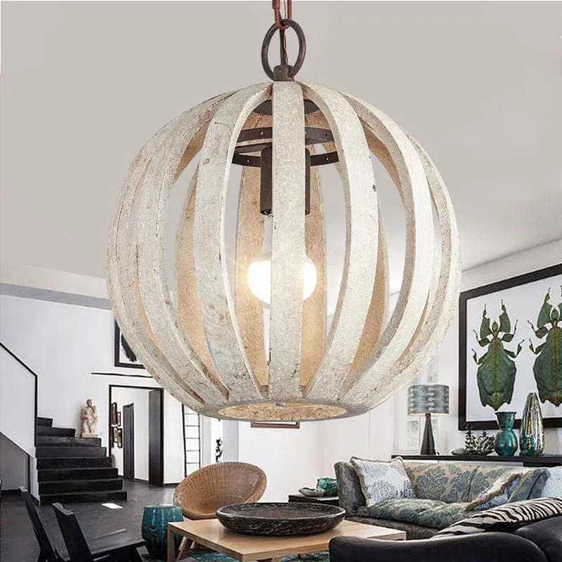 Kroonluchters rustiek wit hout kroonluchter bar woonkamer restaurant oude industriële lampen loft vintage home decor vogel kooi suspension lamp