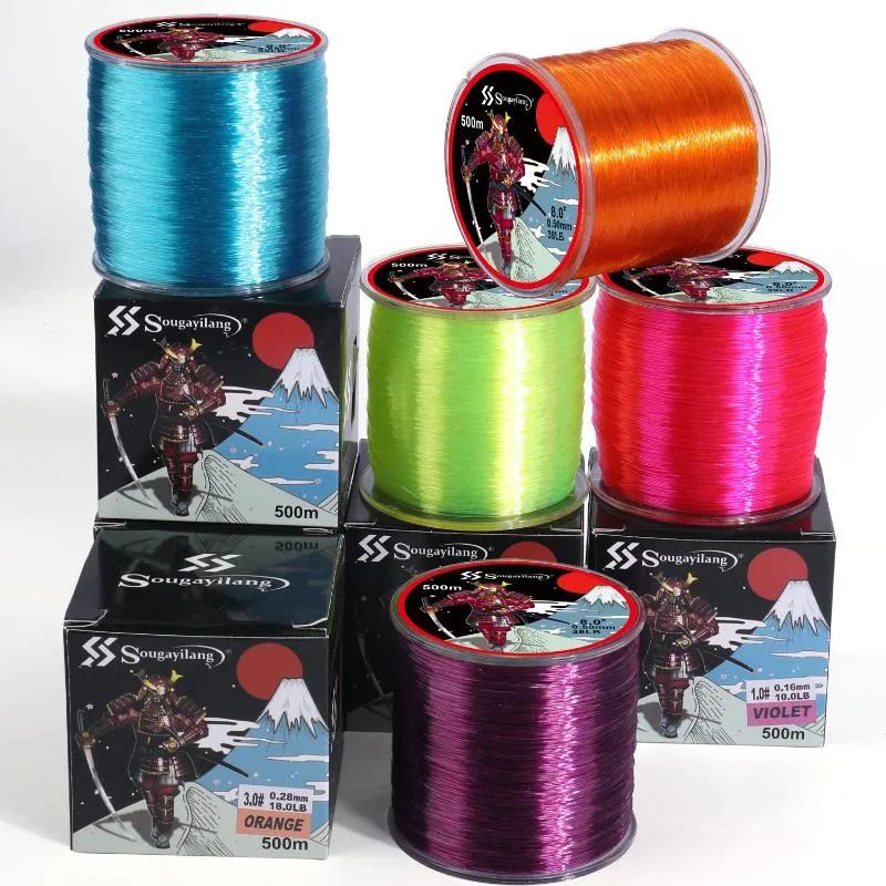 Linha da trança Sougayilang 500m Japão Nylon Nylon super forte fluorocarbono monofilamento 7-38LB 0.14mm-0.5mm tackle