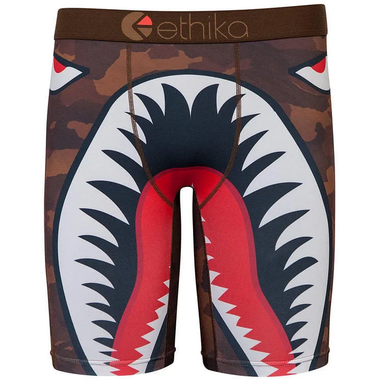 Ethika Men's Staple black shark teeth underwear boxers trunk hip hop rock  excise underwear skateboard street fashion streched legging