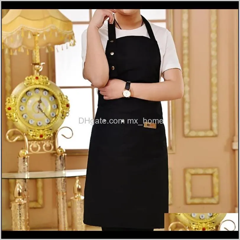 1pcs bib apron waterproof adjustable stain-resistant with two pockets kitchen chef baking cooking bbq apron kitchen accessory