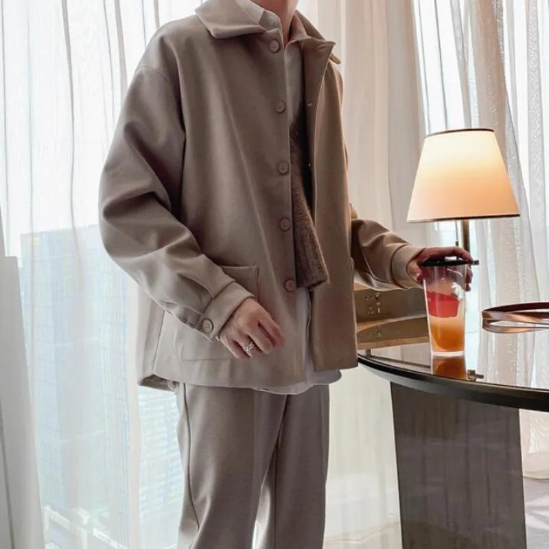 ファーストセール メンズトラックスーツ秋ブラック カーキセットファッション協会メンズドレススーツ韓国ルーズ長袖ジャケットズボンツーピース 販売販促品 Jmaynardgroup Com