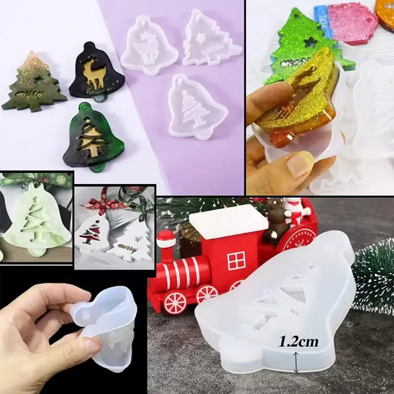 Set De 3 Moldes De Silicona Navideños - Para Velas, Jabones Y Decoraciones (Copo De Nieve, Árbol, Reno)