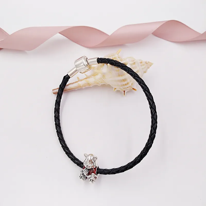 Charms authentische Schmuckherstellungssets Damenarmbänder Herren Sterling Silber Kettenperlen Weihnachtsbär Rot & Weiß Emaille passend für Schlüsselanhänger_voghion.com