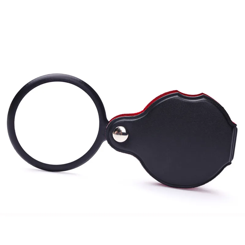 Microscope portable 5X étui en cuir pliable MINI Loupe de poche 60mm lentilles optiques lecture bijoux Loupe Loupe 1051