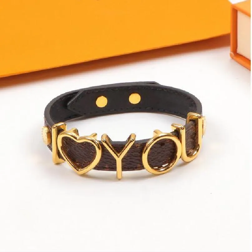 Designer kvinnor män armband par smycken kärlek brev ros guld armband enkla armband charm gåva218k