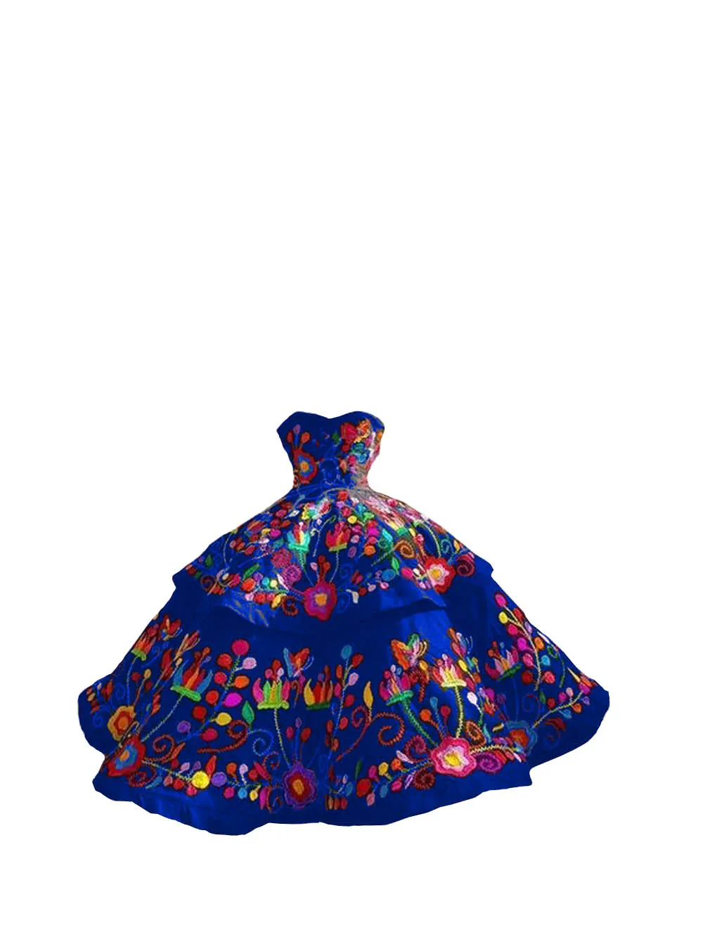 2022 Embroidered Satin Mexican Charro Quinceanera Pageant Ball Gowns with Strapless Corset Back - Perfect for Prom, Party, and Sweet 16