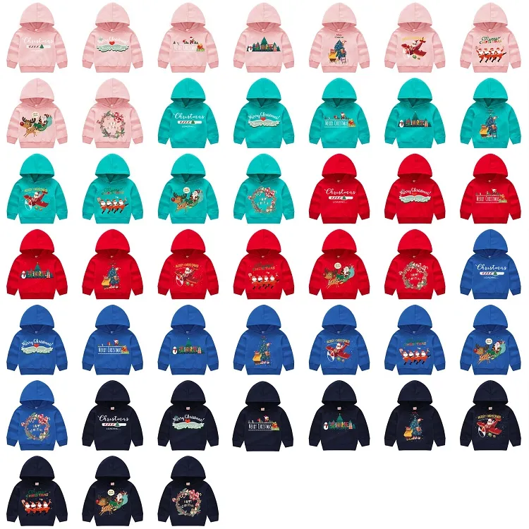 autumn Christmas Kids Sweatshirts Santa Claus print Hoodies Sweater Cute Casual children Pullover Jacket M3841