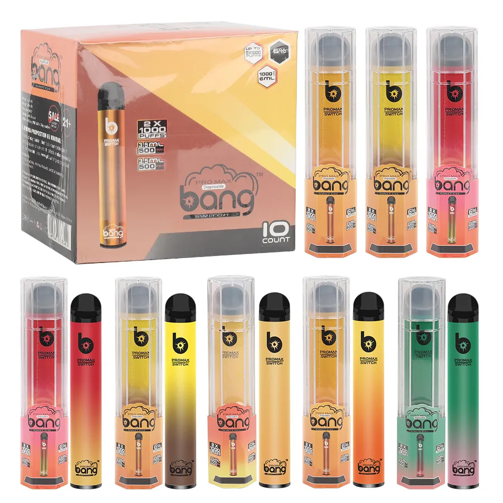 퍼프 바 Bang 2000 Puffs 2 in 1 Pro Max 스위치 E 담배 일회용 vape 펜 1100mAh 배터리 7ml 프리 퀼트 카트리지 포드 스틱 펜 도매 vapes 바