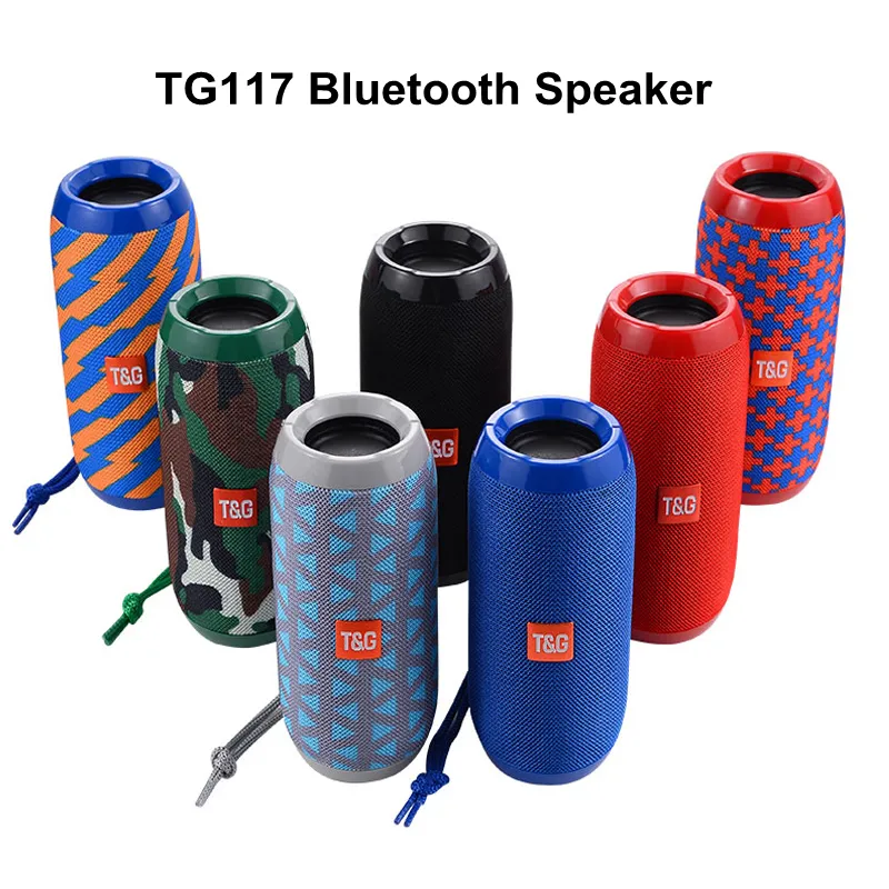 TG117 블루투스 휴대용 스피커 더블 경적 미니 야외 방수 서브 우퍼 무선 스피커 TFT USB 카드 지원 FM 라디오 DHL