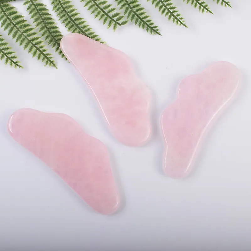 2021 forma di ala di cristallo rosa Jade Face Eye massaggiatore per il corpo bordo Guasha strumenti di bellezza dimagranti per il viso antirughe per uso femminile