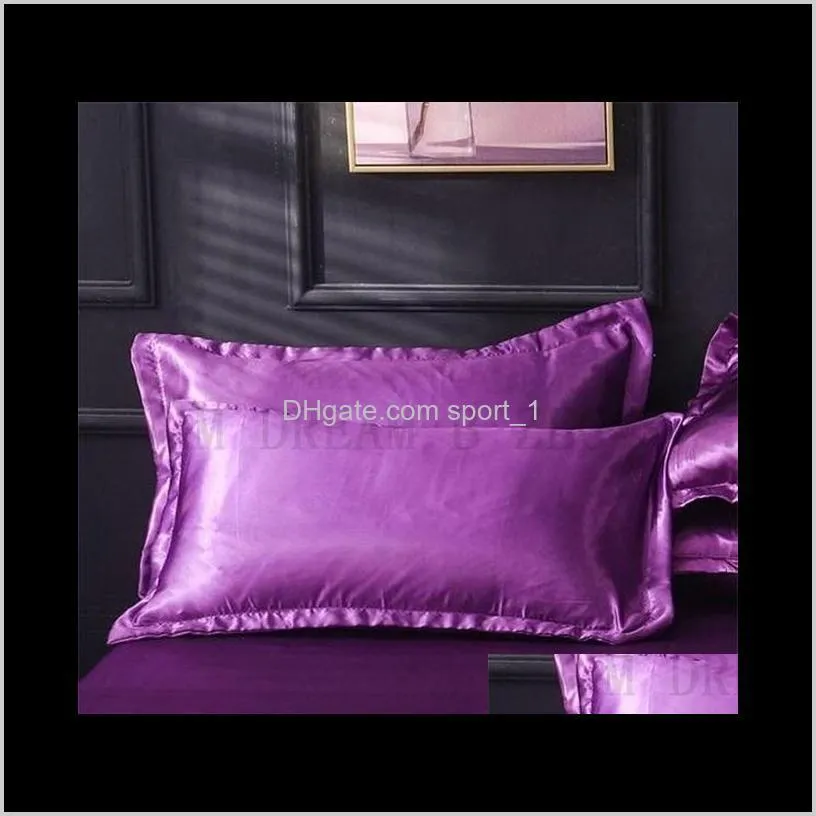 18 colors imitated silk pillow cases polyester satin pillow cover double face envelope design pillowcase high quality charmeuse bedding