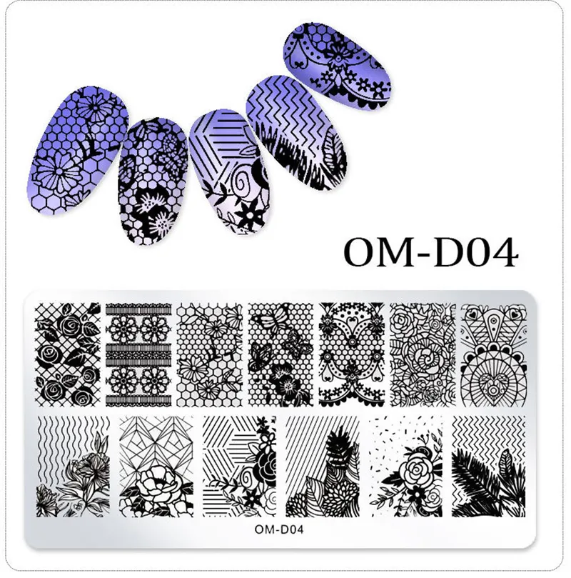 Plaques d'estampage pour ongles, modèles pour vernis à ongles, gel UV, pochoir de conception, accessoires et outils de manucure, 12x4cm, NAP004