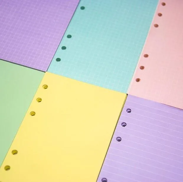 40 Blätter 5 Farben A6 Lose Blattprodukt Feste Farbe Notebook Spiralmappe Innenseite Planer Innere Füller Papiere Schulbüro