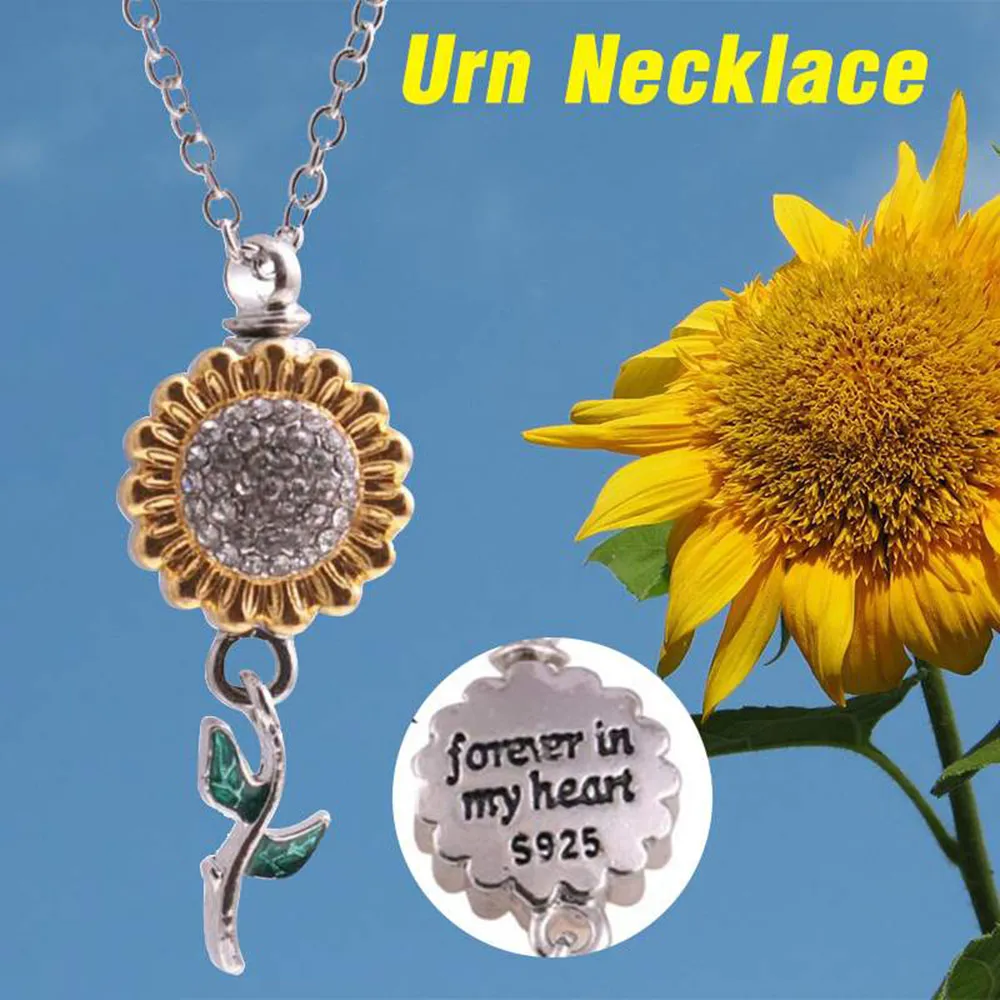 Sunflower clearance cremation necklace