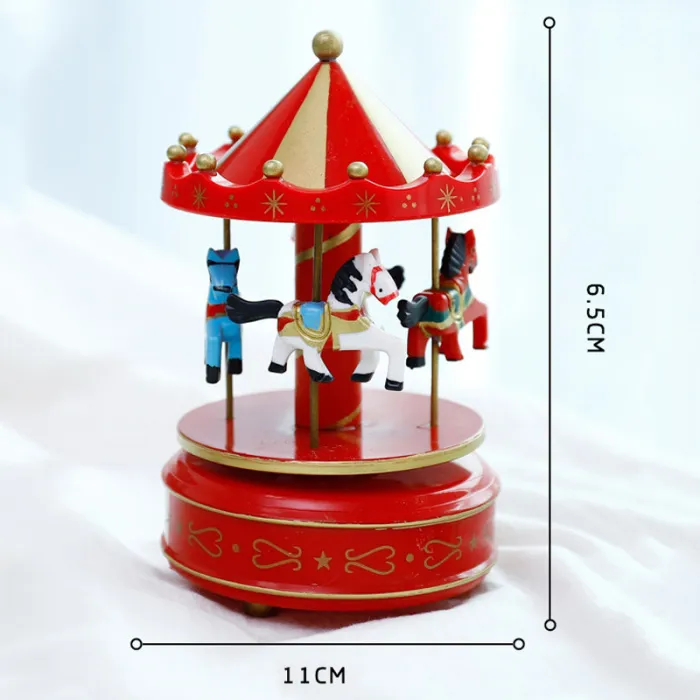 Romantic Carousel Horse Music Box Toy Artistic Wooden Carousel Reuge Carousel Music Box B88