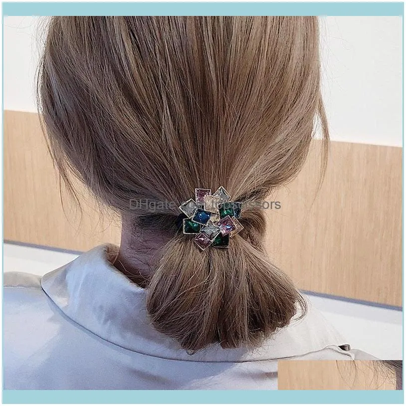 Heavy Industry Maze Gem Temperament Women Hairband Square Crystal Elegant Hair Rope Lady Fashion Headwear Accessory1