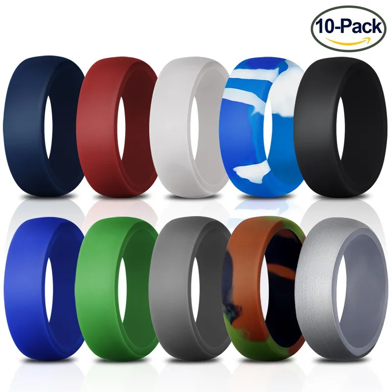 8.7 mm breedte europa siliconen ring heren sport ringen 1set = 10 stks mix maat 7-14 #