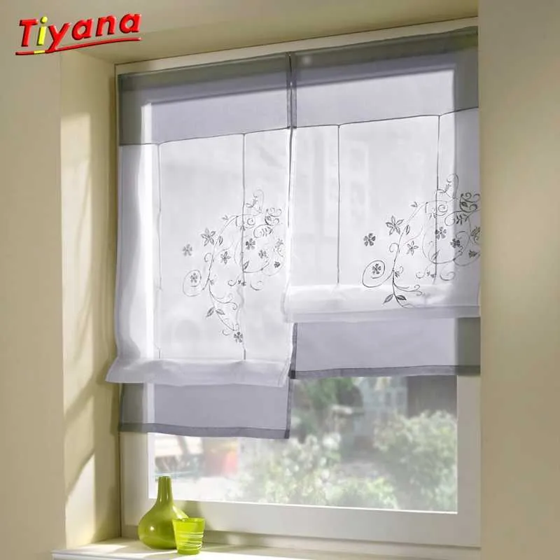 Light Grey Short Curtain Coffee Voile Tulle Purple Valance Kitchen Curtain Door Decoration Short Sheer Curtain DL004 5 *25 210712