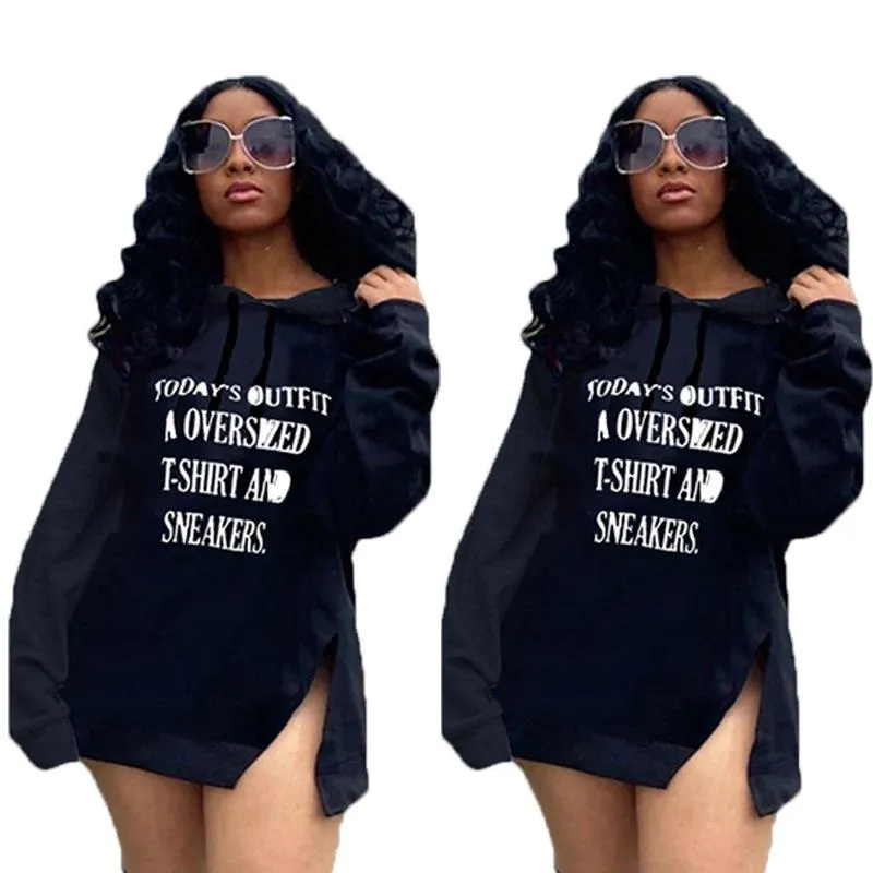 Casual Dresses Classic Letter Print Long Sleeve Pullover Retro Top Oversized Sweatshirts Women Holiday Girls Night Clubwear