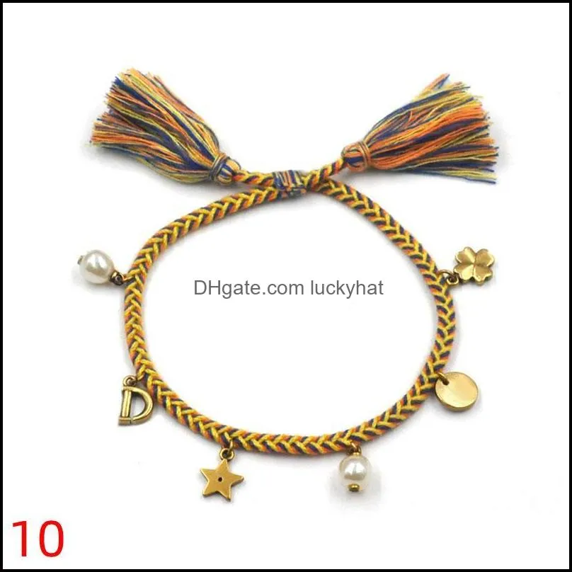 Link, Chain Handmade Friendship Embroidered Bracelet For Women Adjustable Rope Tassel Bracelets Wholesale Vintage Jewelry