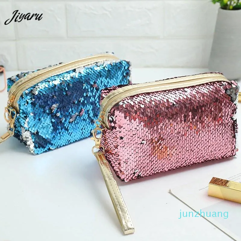 HBP Sequin Makeup Bag Travel Cosemtic Case Vattentät toalettartiklar Förvaringspåse För Kvinnor Zipper Wash Bag Portable Make Up Arrangör