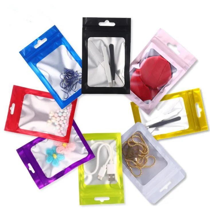 Colorful Resealable Smell Proof Bags Foil Pouch Flat Bag Mylar Aluminum Packaging For Party Favor Food Storage Zipper Bag FHL356-WY1543