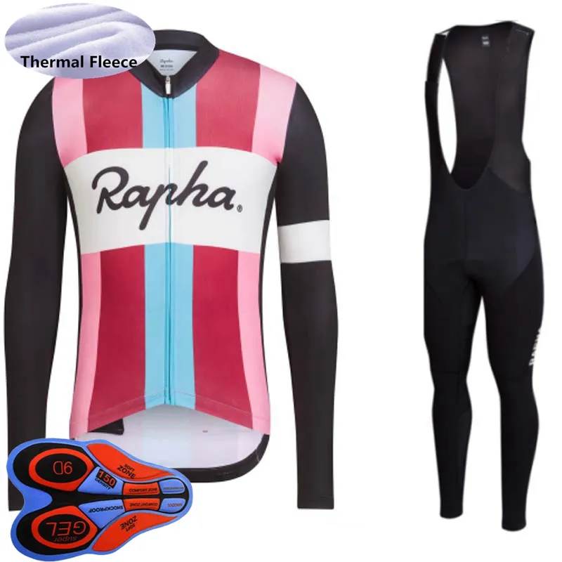 RAPHA Team winter cycling Jersey Set Mens thermal fleece long sleeve Shirts Bib Pants Kits mountain bike clothing racing bicycle sports suits S21050763