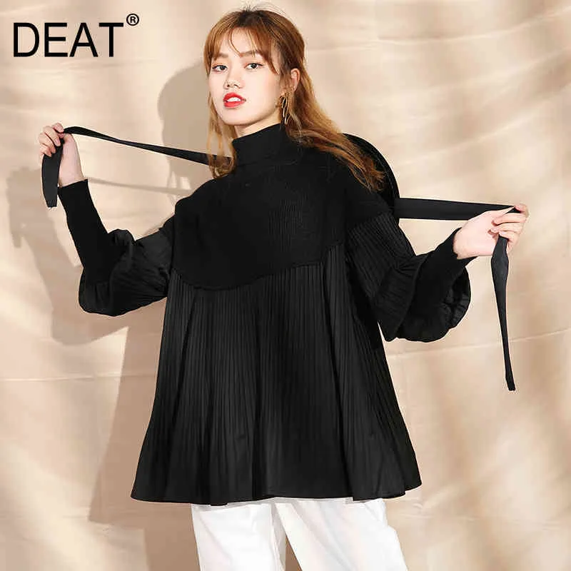 Geplooid plus size gebreide trui mall goth losse coltrui lange mouw vrouwen truien mode lente GX384 210421