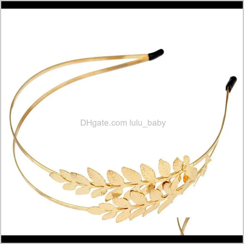 fashion gold plated metal leaf headband hairband for women wedding hair accessories tiara elegant silver leaves head piece