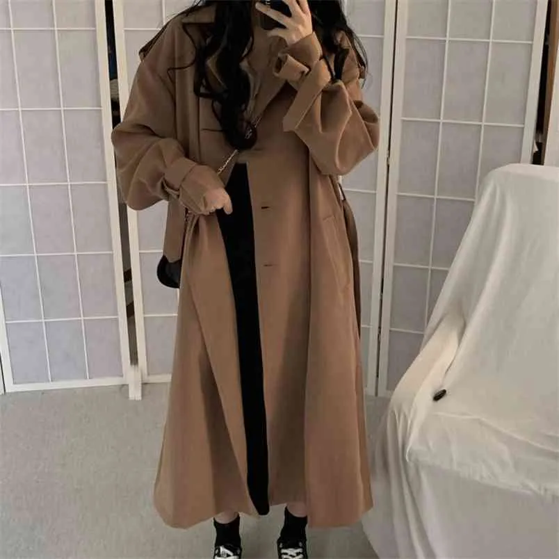 Mode koreanische ol frauen trenchcoat elegant lose lange gemüse vintage lässig weibliche windbreakerwomen kleidung herbst 210514