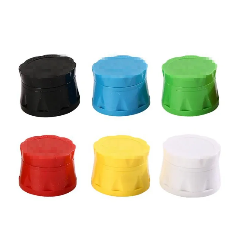 Latest 60mm Cool Colorful Plastic Smoking Dry Herb Tobacco Grind Spice Miller Grinder Crusher Grinding Chopped Hand Muller Cigarette Tool High Quality DHL Free