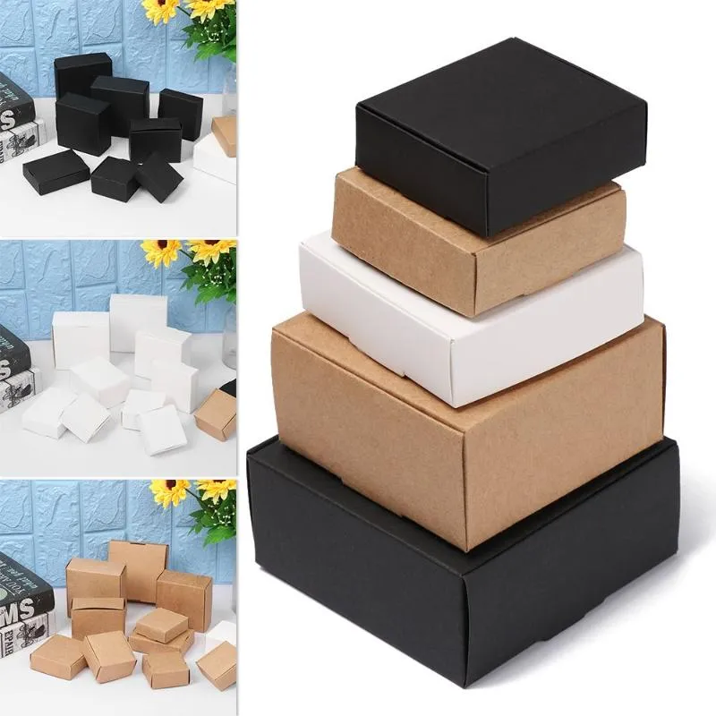 Present Wrap 10st 9Sizes Party Supplies Smycken Craft Wedding Event Wraping Cardboard Package Candy Storage Kraft Paper Box