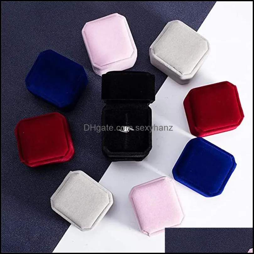 Square Jewelry Boxes Ring Earrings Pendant Collection Organizer Holder Wedding Engagement Gift Packaging Box Cases GWE11766