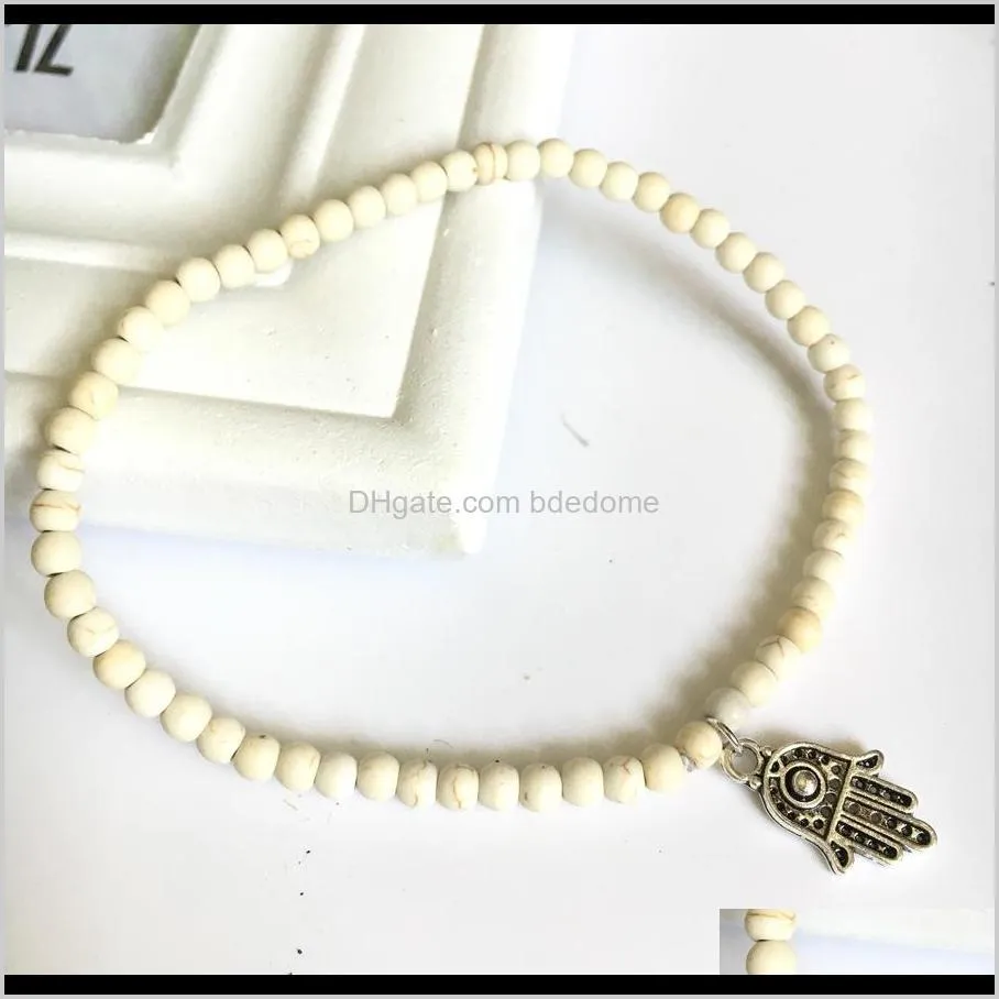 simple blue or white beads belt choose with hand pendant for women foot fashion anklet gift