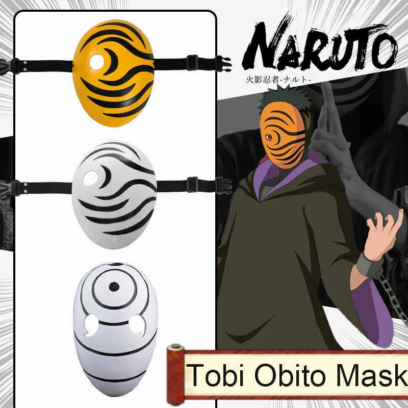 Anime Akatsuki Ninja Tobi Obito Madara Uchiha Cosplay Traje Acessório  Máscara para Halloween X0803