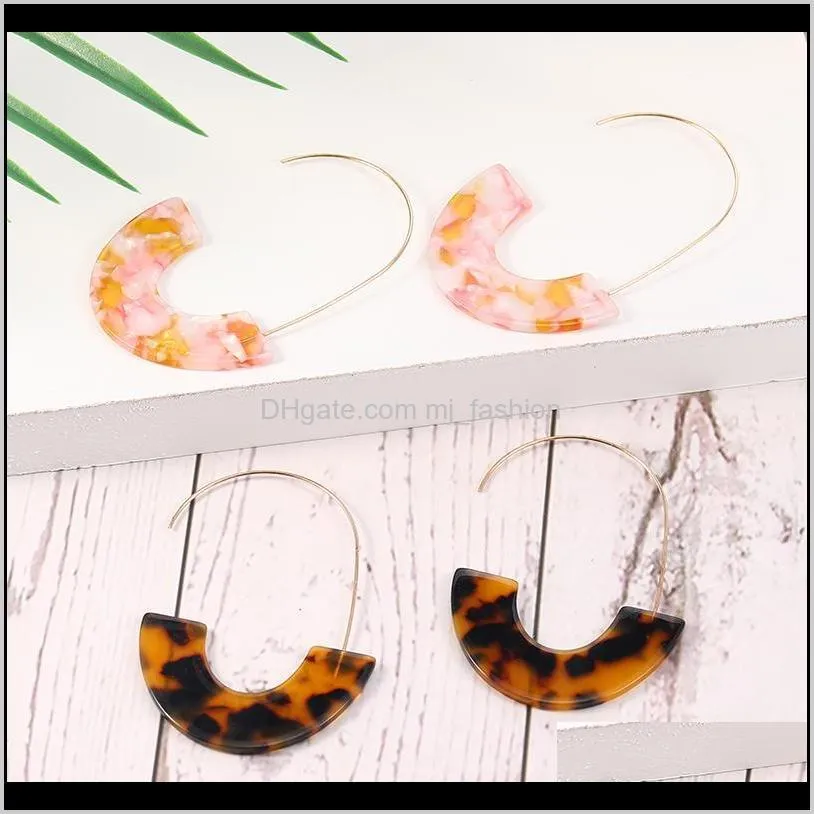 fashion leopard grain acrylic earrings multi-color big hook semicircle resin drop earring for women wholesale jewelry gift 1581