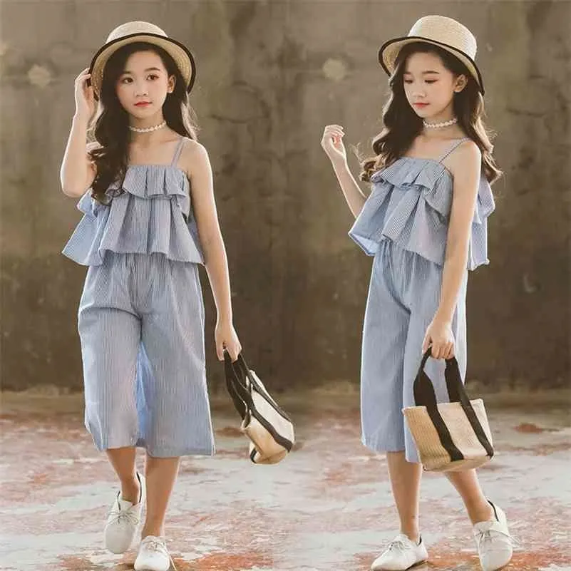 Summer Outfits For Teenage Girls Backless Ruffle Cotton Top And Wide Leg Pants Set In Sizes 8 12 210326 From Bai08 15.56 DHgate.Com