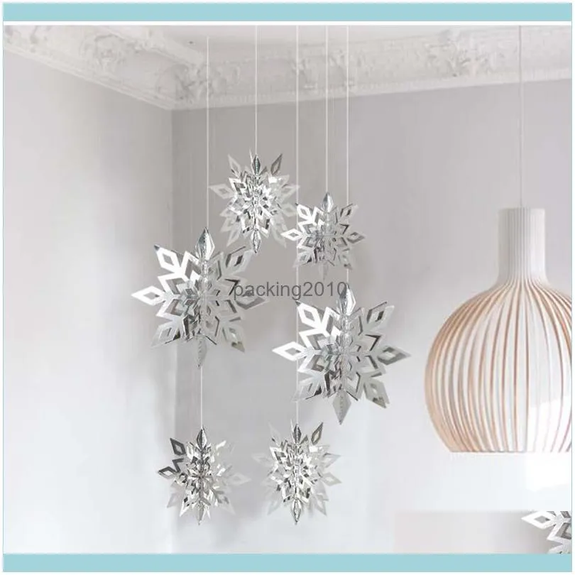 Decorative Flowers & Wreaths 6pcs/Set 3D Christmas Snowflakes Hanging Party Decoration Ornaments Accessories1