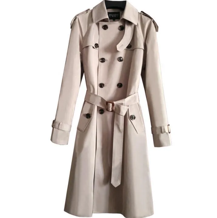 Trench da uomo Cappotto lungo doppiopetto da uomo da uomo Abbigliamento da uomo Primavera Autunno Soprabito aderente alla moda Manica nera beige