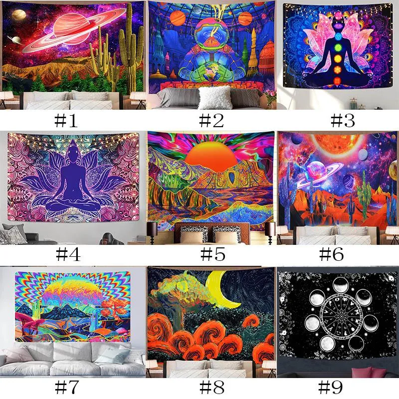 Fashion Psychedelic Starry Sky Tapestries 150*130cm Fantasy printed Plant Mushroom Galaxy Space Wall Tapestry home decoration Bedside ornament