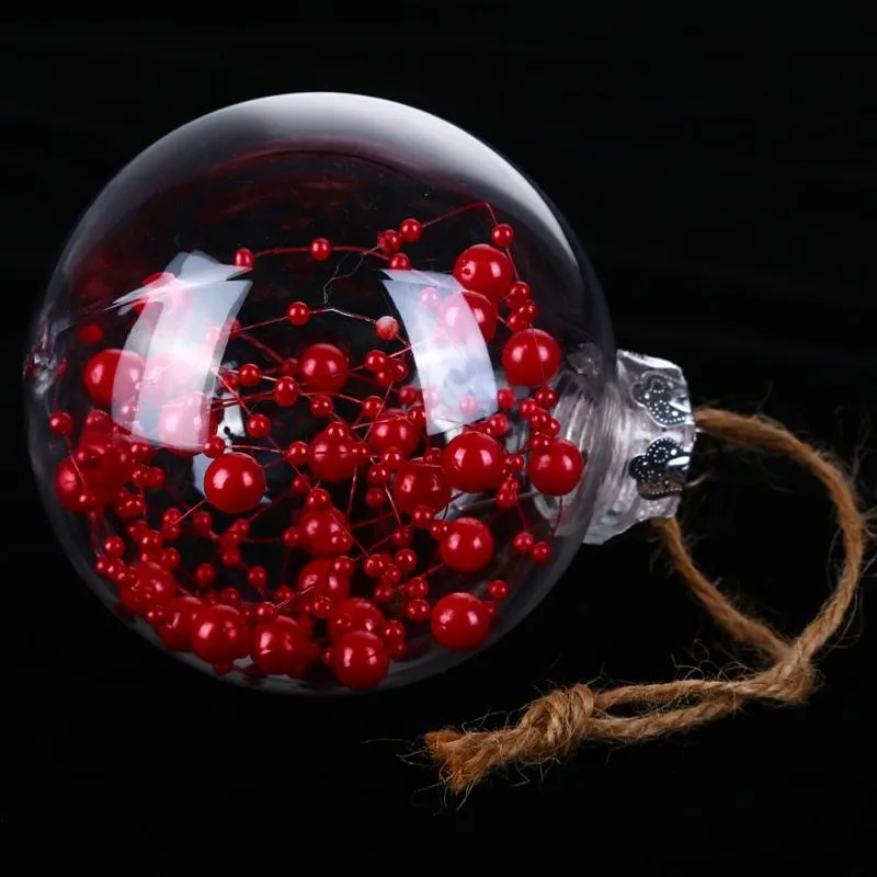 Оформление от украшения партии нежный рождественские шарики ясные шарики с жемчугом ротанга цветок висит дерево
