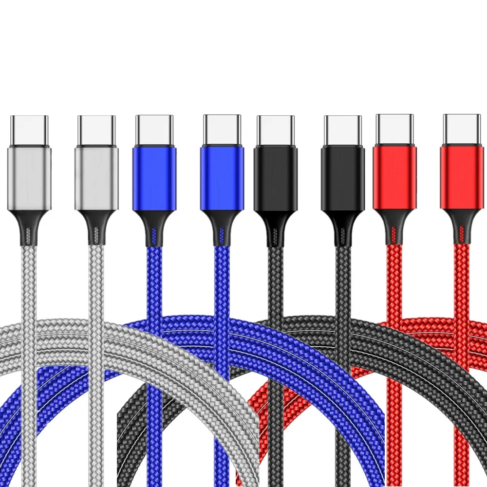 Snel oplaadkabels 1m 2m 3m Type-C Micro gevlochten legering PD USB-kabel voor Samsung S10 S20 S21 Opmerking 20 HTC LG Xiaomi Datum Line