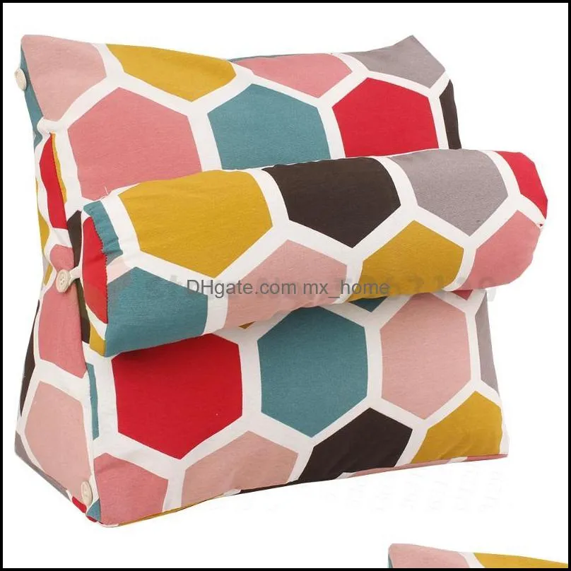 Pillow 10 Colors 45x45x20cm Triangular Backrest Cushion Cotton Linen Home Office Chair Sofa Cushions Bed Rest Back Waist
