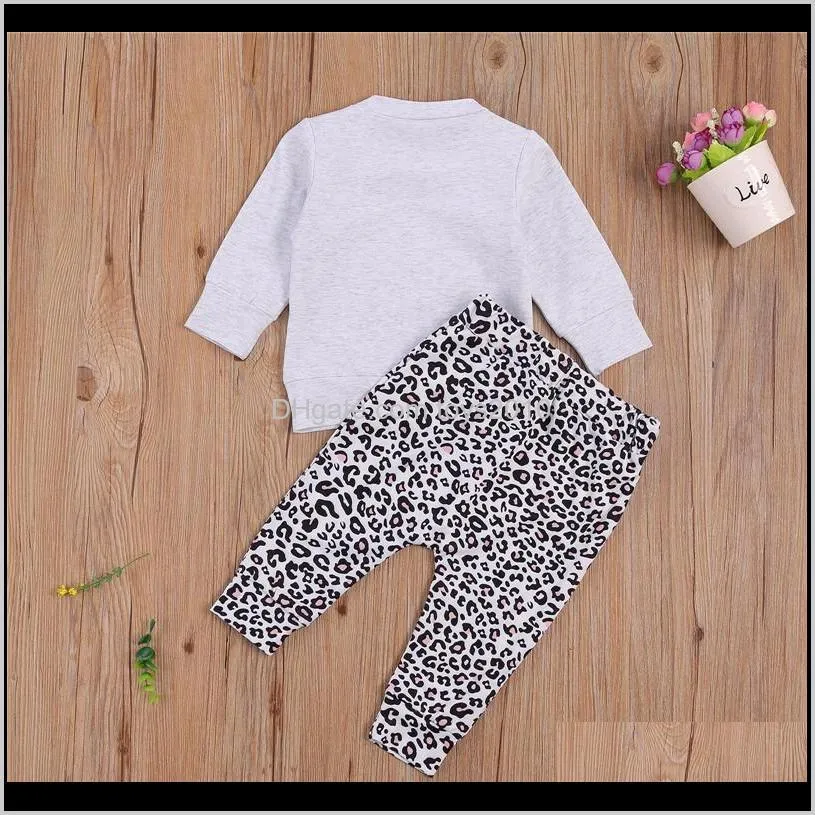 2pcs newborn baby suit long sleeve round neck top leopard print loose trousers boy and girl clothing1