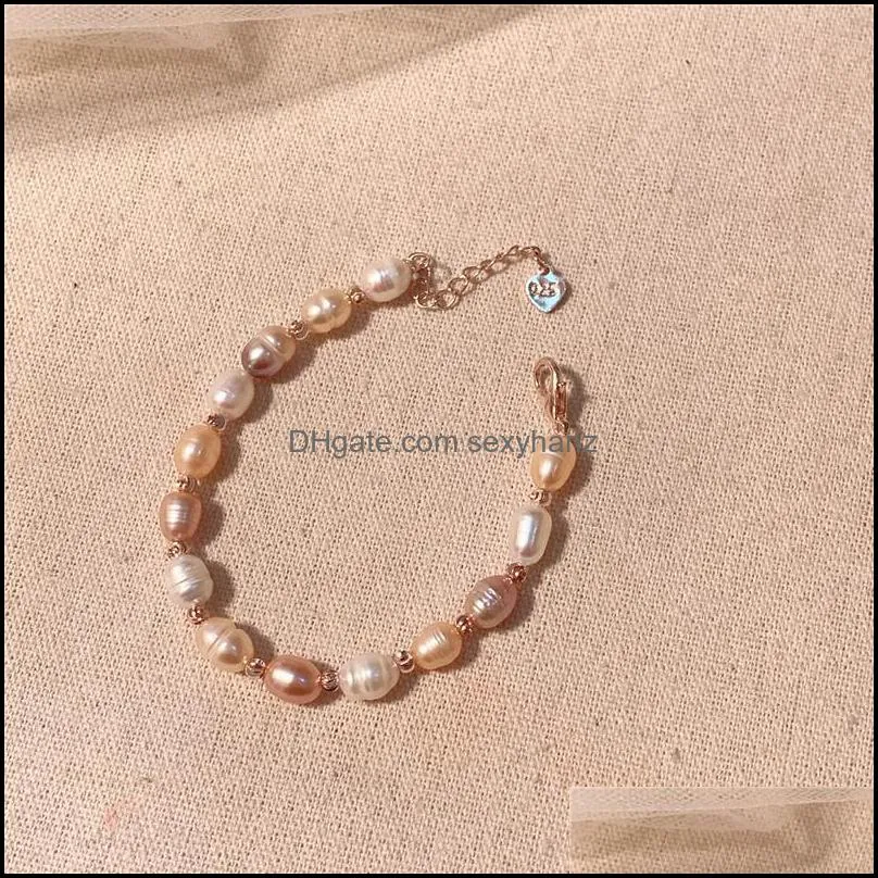 S2210 Fashion Jewelry Strands Bracelet Vintage Baroque Gentle Natural Pearls Beaded Bracelets