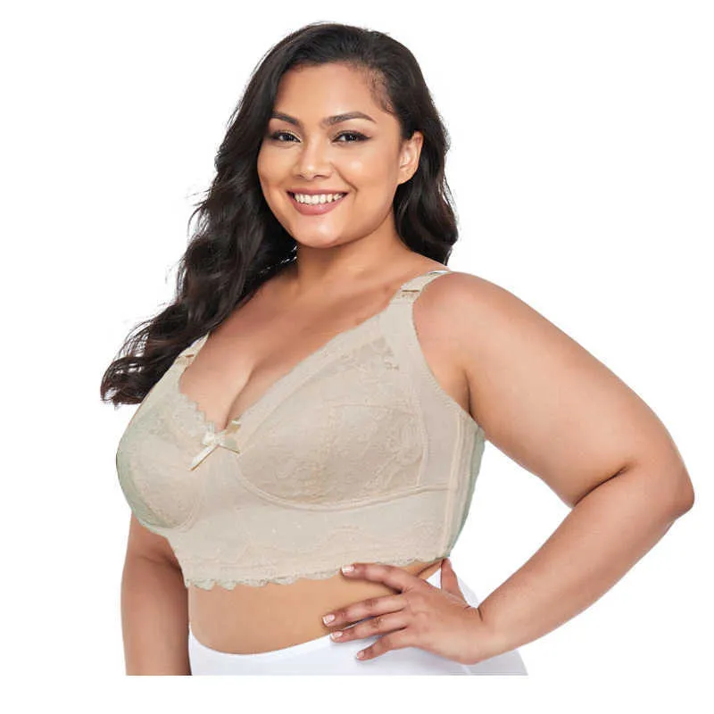 Plus Size Wirefree Cotton Net Nursing Bra With Soft B G Cup For